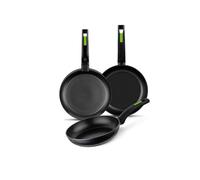 Monix Green - Set 3 Sartenes, Lote 18, 22 y 26 cm, Antiadherentes, Aluminio Forjado, Todo Tipo de Cocinas, Gas y Vitro