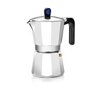 Cafetera Monix Induction Express - 9 Tazas - Aluminio Con Recubrimiento Antiadherente - Mango Ergonómico - Exterior Aluminio - Interior Sin Cantos