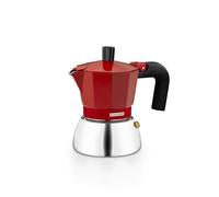 Monix Induction Inox | Cafetera Italiana de Aluminio y Acero Inoxidable, 3 tazas de capacidad, Mango termorresistente, Fácil de Lavar, Apta para todo tipo de Cocinas incluida Inducción, color rojo