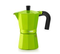MONIX Lima Cafetera Italiana, Capacidad 3 Tazas, Aluminio, Verde, 9 cm