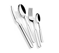 MONIX Milan Set de cubiertos de 24 piezas con cuchillo chuletero, acero inoxidable 18/10, diseño contemporaneo, acabado pulido brillante, espesor 2 mm (6 comensales)