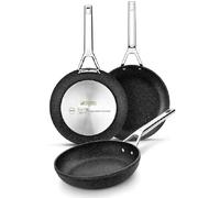 Monix Mineral - Set 3 Sartenes, Lote 18, 22 y 26 cm, Aluminio Forjado, Cocina Gas, Vitrocerámica Inducción, Textura Rugosa