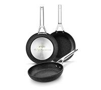 MONIX Mineral Set de Sartenes 18-22-26 cm, Aluminio Forjado con Antiadhrente Quantanium Reforzado con partículas de Titanio y sin PFOA, Gris
