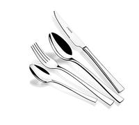 MONIX Módena | Set de cubiertos de 24 piezas con cuchillo chuletero, acero inoxidable 18/10, diseño contemporaneo, acabado pulido brillante, espesor 2.5 mm (6 comensales)