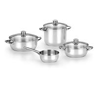 Monix Optima 2 - Batería de Cacerolas, Lote de 4 Piezas, Acero Inoxidable, Cocinas de Gas, Vitrocerámica e Inducción, Cazuelas, Utensilios Cocina