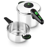 Monix Presto - Set Olla a Presión de Acero Inoxidable, Duo 4 + 6 Litros, Cocina Gas, Vitrocerámica e Inducción