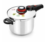 MONIX Selecta Duo Set ollas a presión rápidas 4 y 6 litros con Sistema de selección de Alimentos y Cierre automático, Acero INOX 18/10, Plata, 2 Unidades