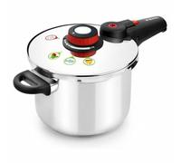 MONIX Selecta Olla a presión rápida 6 litros con Sistema de selección de Alimentos y Cierre automático, Acero Inoxidable 18/10, Gris, 22 cm