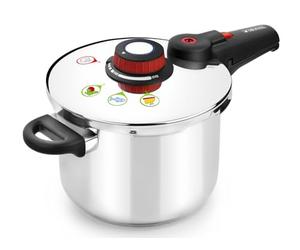 MONIX Selecta Olla a Presión Rápida de 9 Litros con Sistema de Selección de Alimentos y Cierre Automático, Acero Inox 18/10, Plata