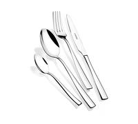 MONIX Siena | Set cubiertos 24 piezas, con cuchillo chuletero | Diseño Moderno con Acabado Pulido, para 6 Comensales, Espesor 3 mm, Apto para Lavavajillas, Color Plata