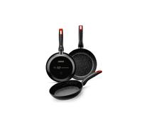 MONIX Titan Rock | Set 3 sartenes 18-22-26 cm, aluminio forjado, fondo full induction, antiadherente interior y exterior, apto para todos los tipos de cocina incluso inducción