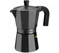 Monix Vitro Noir Cafetera Italiana de Aluminio, 12 Tazas de Capacidad, Mango termoresistente, Recubrimiento Antiadherente, Fácil de Lavar, Apta para Vitrocerámicas y Cocinas de Gas, Negro