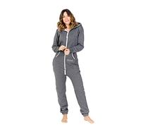 Moniz Mono para mujer Onesie acogedor, 80% algodón y forro polar interior suave, cremallera YKK de 2 vías, 19 colores., gris oscuro, M