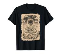 Monje astronauta Ukiyo-e Escena de meditación zen cósmica Camiseta