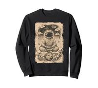 Monje astronauta Ukiyo-e Escena de meditación zen cósmica Sudadera