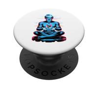 Monje Cibernético Mente Digital Cubo Meditación Tech Arte PopSockets PopGrip Adhesivo