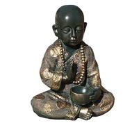 Monje con Taza Olivence 36 cm - Buda de Piedra Artificial para Jardin Zen. Budas Decorativos Grandes de Jardin para Decoracion Jardin Exterior, Figuras Decorativas, (Olivence)