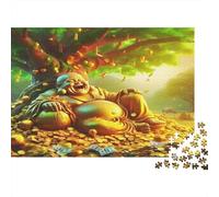 Monje Sonriente Bajo Árbol Puzzle de 1000 Piezas para Adultos Papel Juego de Puzzle 1000 Piezas Escena Soleada Dorada Relajación Decoración Regalo 38x26cm/1000pcs