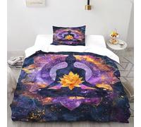 Monje tótem Edredón De Fibra De Doble Capa tótem Hipoalergias Chaqueta De Edredón De Microfibra Impresión 3D Juego De 2 Piezas En La Cama Single（135x200cm）