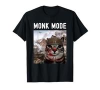 Monk Mode Funny Discipline Focus Motivational Cat Meme Camiseta