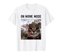 Monk Mode Funny Discipline Focus Motivational Cat Meme Camiseta