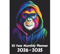 Monkey 10 Year Monthly Planner: Large 120 Month Sunday to Saturday Calendar | Gift For People Who Love Safari Animals, Primate Lovers | Ideal for ... and Busy Individuals | 8.5 x 11 Inches | v1