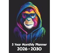 Monkey 5 Year Monthly Planner: Large 60 Month Sunday to Saturday Calendar | Gift For People Who Love Safari Animals, Primate Lovers | Ideal for ... and Busy Individuals | 8.5 x 11 Inches | v1