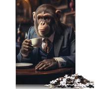 Monkey and A Cuppa Tea Puzzles Imposible,desafío for Adults Entretenimiento Creativo 1000 Piezas Obra De Arte De Juego De para Adultos, Regalos A Partir De 14 Años 1000pcs (40x28cm)