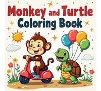 Monkey and Turtle Coloring Book for Toddlers: Cute and Simple Animal Coloring Pages - Bold and Easy Designs for Ages 2-4