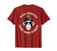 Monkey Bad Choices Make Good Stories (en la Parte Posterior) Camiseta, Hombre, Arándano, M