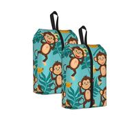 Monkey Banana - Bolsa de viaje para zapatos con hojas de palma, resistente al agua, con asa de cremallera, bolsa ligera para maleta y gimnasio, se pliega para empacar, Monkey Banana, 22 x 12 x 42 cm