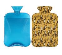 Monkey Banana Botella de agua caliente con tapa, bolsa de agua caliente transparente de 2 l para compresas frías calientes, calentador de manos y pies, alivio del dolor de cuello y hombros