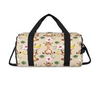 Monkey Banana Flower Leaf - Bolsa deportiva con compartimento para zapatos, lindo mono para fin de semana, bolsa de viaje para gimnasio, organizador de equipaje para mujeres, hombres, niños y niñas
