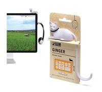 Monkey Business Ginger - Gancho de cola de gato para pantalla de computadora, espacios reducidos, llaves colgantes, accesorios de fácil alcance (blanco)