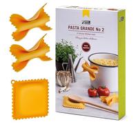 Monkey Business Herramientas de cocina de silicona con forma de pasta en una caja de regalo/2 de nuestros grandes utensilios de cocina con forma de pasta/agarraderas en forma de farfalloni y soporte
