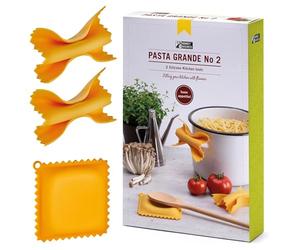 Monkey Business Herramientas de cocina de silicona con forma de pasta en una caja de regalo/2 de nuestros grandes utensilios de cocina con forma de pasta/agarraderas en forma de farfalloni y soporte