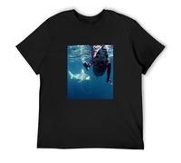 Monkey Business Shark Surfing T-Shirt Black Mens tee Unisex Shirt XL