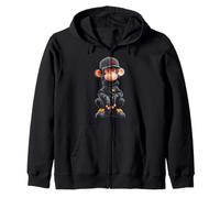 Monkey Cartoon Cute Kawaii Animal Lover Motif Hombres Mujeres Sudadera con Capucha