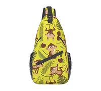 Monkey Coconut Leaf Banan Sling Bag Senderismo Mochila Crossbody Hombro Mochila Travel Chest Pack para Hombres Mujeres