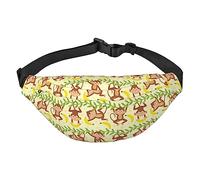 Monkey Coconut Leaf Banan Waist Packs Ajustable Casual Riñonera Pack Senderismo Cinturón Paquetes, Como se muestra en la imagen, Talla única, Mochila casual