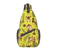 Monkey Coconut Leaf Banana Sling Bag, Casual Crossbody Shoulder Bag Senderismo Daypack Crossbody Hombro Mochila Travel Chest Pack para Hombres Mujeres