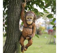 Monkey colgante, estatua de mono realista realista de 4.9 pulgadas de altura, decoración de mono de resina, estatuas divertidas al aire libre para jardín patio chimpancés de césped, decoración de mon
