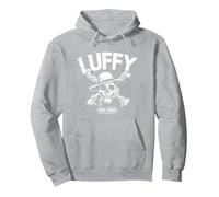 Monkey D Luffy Sombrero de Paja Piratas Cráneo Crossbones Anime Sudadera con Capucha, Unisex para Adultos, Gris Jaspeado, L