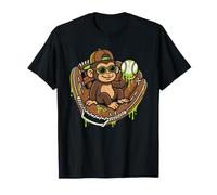 Monkey Funny Animals Baseball Ice Cream Drip Cool Camiseta