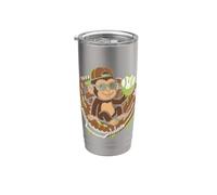 Monkey Funny Animals Baseball Ice Cream Drip Cool Vaso térmico de acero inoxidable de doble pared
