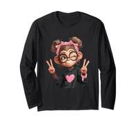 Monkey Girl - Gafas de guiño, diseño de Signo de Paz Manga Larga