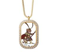 Monkey King - Collar con colgante de notas de viaje con diamantes de cristal dorado