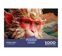 Monkey King Monkey Fce with Golden Hair 1000 Stück Stabiler Karton Puzzle Fantasy Sun Wukong Stressabbau Kreatives Spiel Puzzles Als Wohnaccessoires 52x38cm/1000pcs