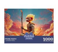 Monkey King Sitting on The Clouds 1000 Pcs Cartón Fuerte Rompecabezas Sun Wukong Cloudscape Liberador De Estrés Juego Creativo Puzzle Juego De Desafío Difícil 38x26cm/1000pcs