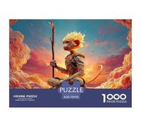 Monkey King Sitting on The Clouds 1000 Pcs Cartón Fuerte Rompecabezas Sun Wukong Cloudscape Liberador De Estrés Juego Creativo Puzzle para Adultos Y Niños 70x50cm/1000pcs